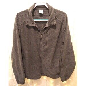 MAGELLAN OUTDOORS MENS MEDIUM GREY SWEATER FLEECE FULL ZIP SIDE POCKETS JACKET